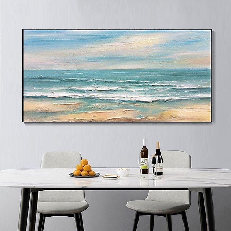 Large Ocean Seascape Canvas Oil Painting Beach Waves painting Hand-Painted Texture Painting Sunrise Landscape oil paintings Wall Art Custom Vacation Souvenir Gift paintings4