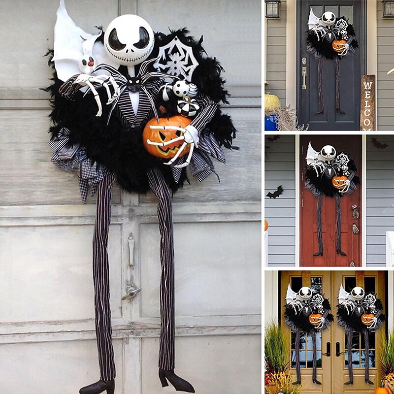 Halloween Horror Pumpkin garland door hanging holiday party Horror skull decoration props