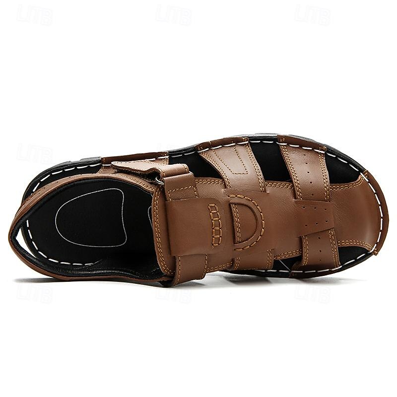 Men's Brown Leather Fisherman Sandals - Comfortable Outdoor Casual Shoes4