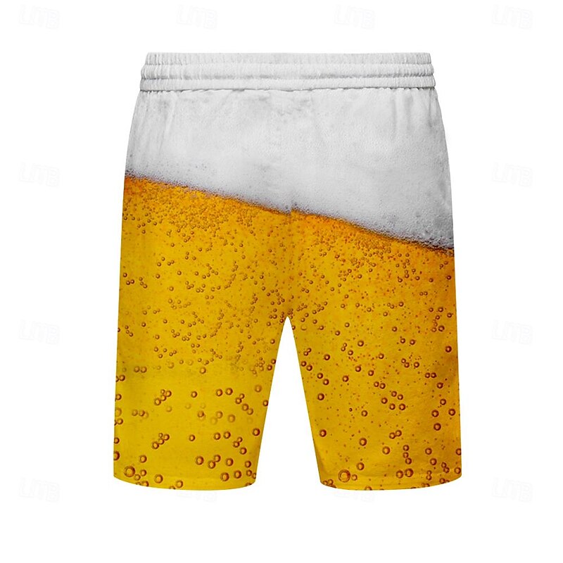 Men's Optical Illusion 3D Print Beer Swim Trunks Swim Shorts Board Shorts Mid Waist Fashion Hawaiian Designer Casual Daily Holiday Pocket Drawstring Elastic Waist Designer Clothing Apparel4