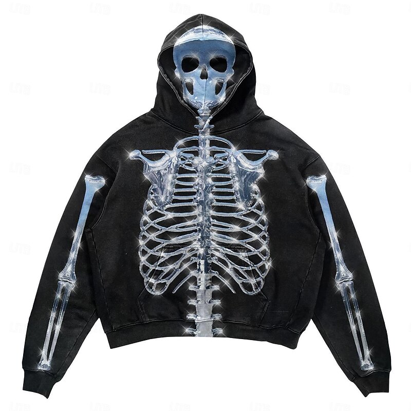 Halloween Skull Skeleton Hoodie Print 3D Graphic For Couple's Men's Women's Adults' Halloween Carnival Masquerade 3D Print Vacation Halloween