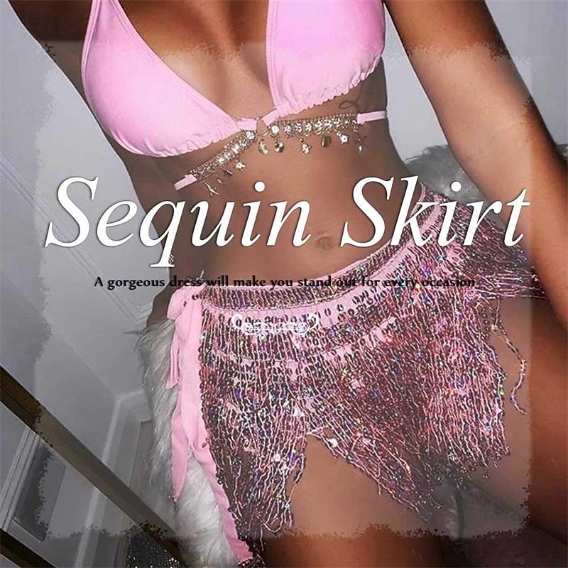 Boho Sequin Tassel Hip Scarf Multilayer Belly Dance Belt Dance Performance Skirt for Women and Girls4