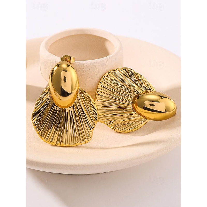 Women's Gold Stainless Steel Shell Earrings – Lightweight and Stylish Statement Jewelry4