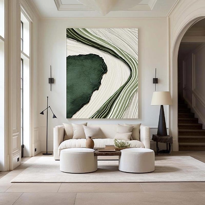 Abstract oil painting hand painted Beige Green Painting handmade Green wabi sabi artwork oil painting hand painted Textured Oil Painting Beige Oil Painting Abstract Canvas Art Modern decor2