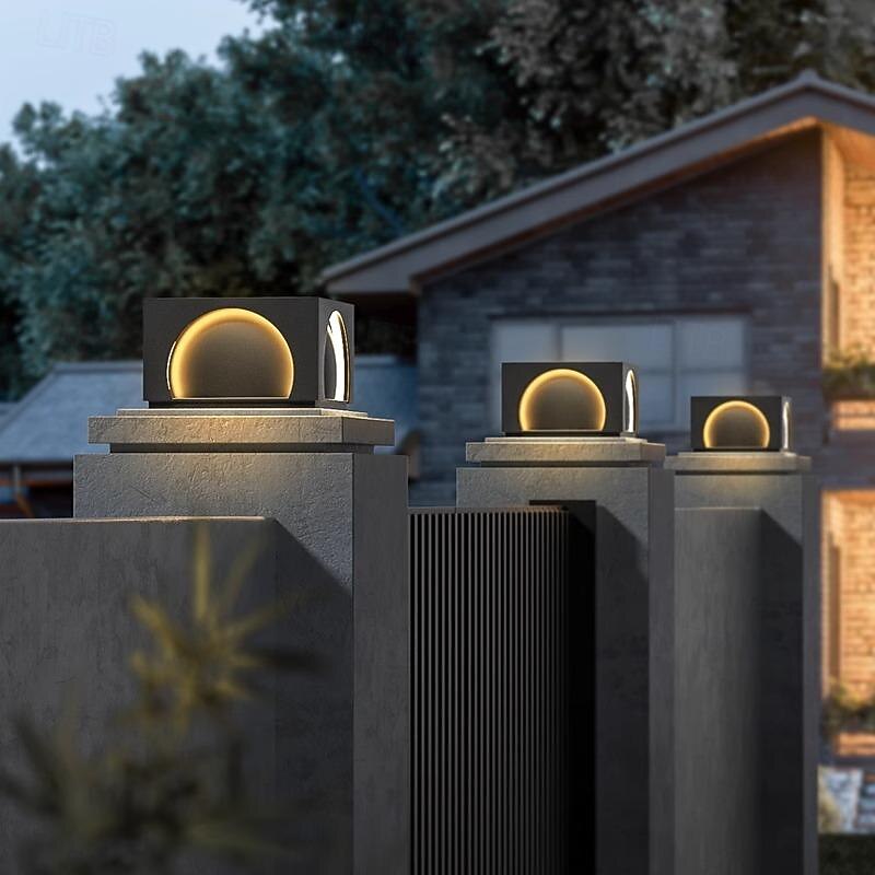 LED Outdoor Wall Lights Warm White Post Cap Lights Square Fence Pillar Lamp Modern Column Lights IP65 Waterproof Fence Gate Cap Light Lantern Head Lamp Patio Villa Park Decor Deck Stigma Light3