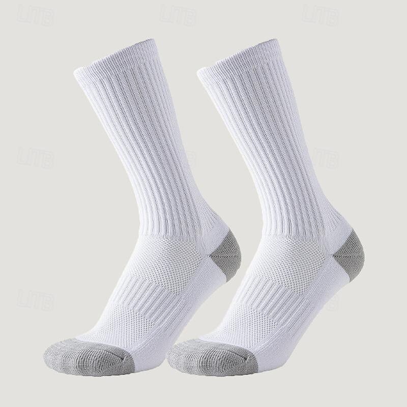 Men's 3 Pairs Multi Packs Socks Running Socks Long Socks White+White+Black Black Color Color Block Sports & Outdoor Daily Vacation Basic Medium Spring Fall Fashion Casual4