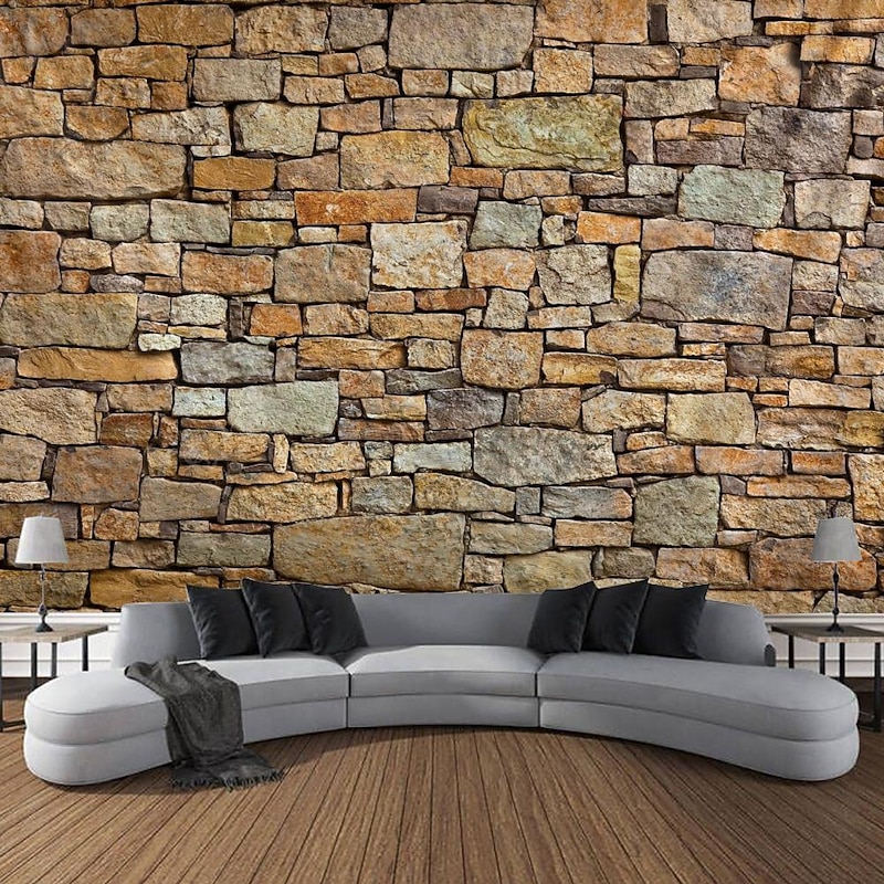 Vintage Wall Bricks Wall Tapestry Art Decor Blanket Curtain Picnic Tablecloth Hanging Home Bedroom Living Room Dorm Decoration Architecture Vintage Rustic Rock Masonry