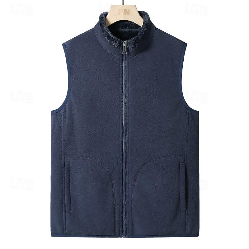 Men's Hiking Vest Hiking Fleece Vest Sleeveless Top Outdoor Thermal Warm Fleece Lining Comfortable Winter Pocket Polyester Dark Grey Black Dark Blue Hunting Fishing Climbing4