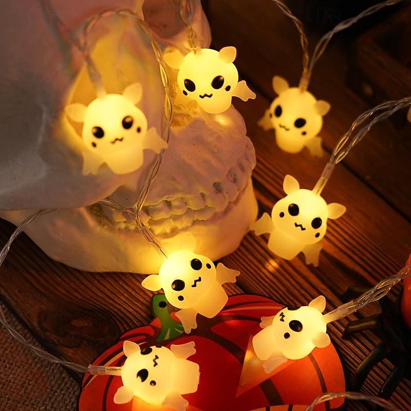 Halloween Light Up Pumpkin Lighted Ghost Bat String Lights Jack O Lantern Battery Powered 1.5m 10LEDs Ghost Festival Home Outdoor Decorations Light Up4