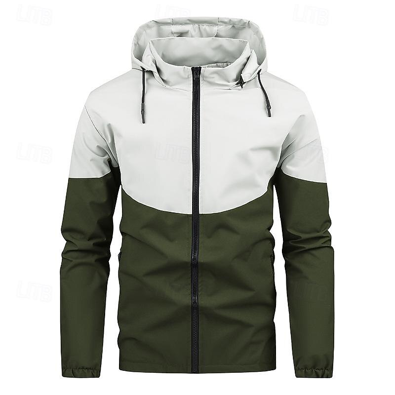 Men's Softshell Jacket Hiking Jacket Outdoor Color Block Windproof Water Resistant Hoodie Windbreaker Jacket Camping / Hiking / Caving Traveling Black Blue Green4