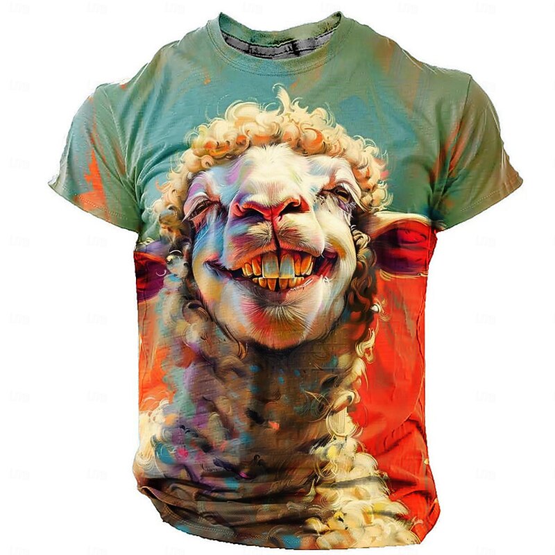 Men's Animal Funny T Shirt Short Sleeve T shirt 3D Print Crew Neck Shirt Retro Vintage Casual Street Style Sports Outdoor Holiday Going out Blue Orange Spring & Summer Clothing Apparel S M L XL 2XL4