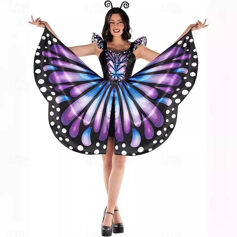 Butterfly Halloween Dress Headband Carnival Costume Funny Costume Adults' Women's Carnival Mardi Gras Party Easy Halloween Costumes Dress Up