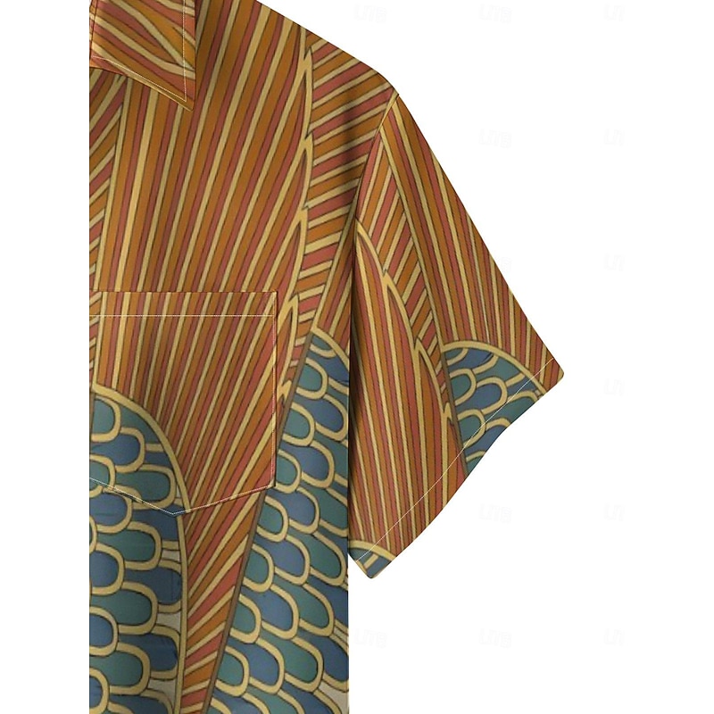 Men's Male Palm Leaf Tropical Plants Summer Hawaiian Shirt Aloha Shirt Short Sleeves Shirt Shirt Collar Casual Going out Weekend Brown M L XL4