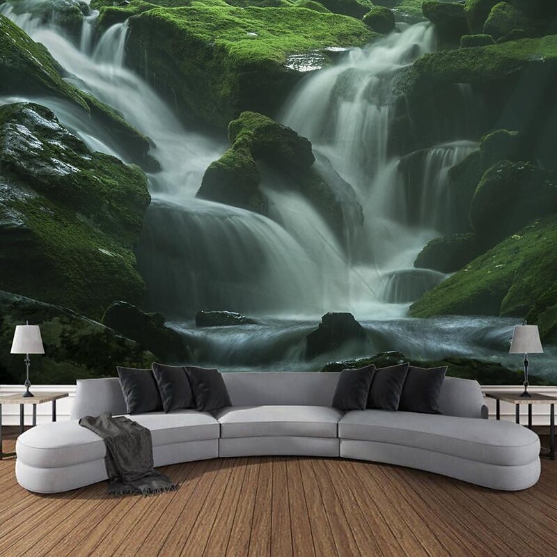 Autumn Forest Cascade Hanging Tapestry Wall Art Large Tapestry Mural Decor Photograph Backdrop Blanket Curtain Home Bedroom Living Room Decoration2
