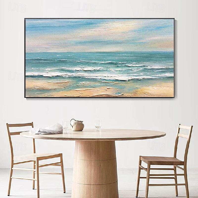 Large Ocean Seascape Canvas Oil Painting Beach Waves painting Hand-Painted Texture Painting Sunrise Landscape oil paintings Wall Art Custom Vacation Souvenir Gift paintings2