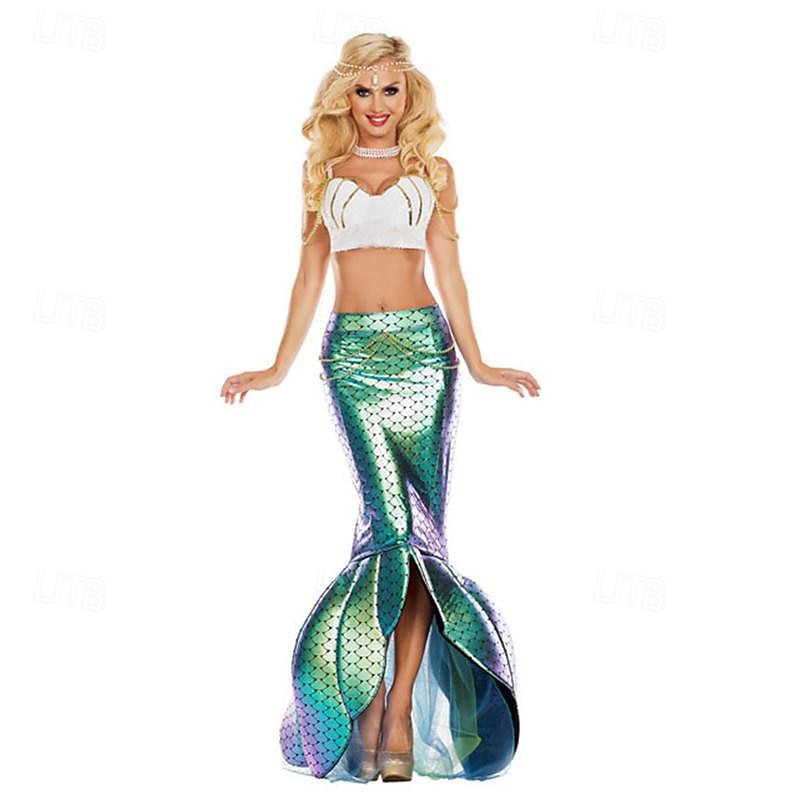 Mermaid Halloween Dress Cosplay Costume Outfits Mermaid and Trumpet Gown Slip Cosplay Costume Adults' Women's Masquerade Mardi Gras Performance Party Easy Halloween Costumes Dress Up2