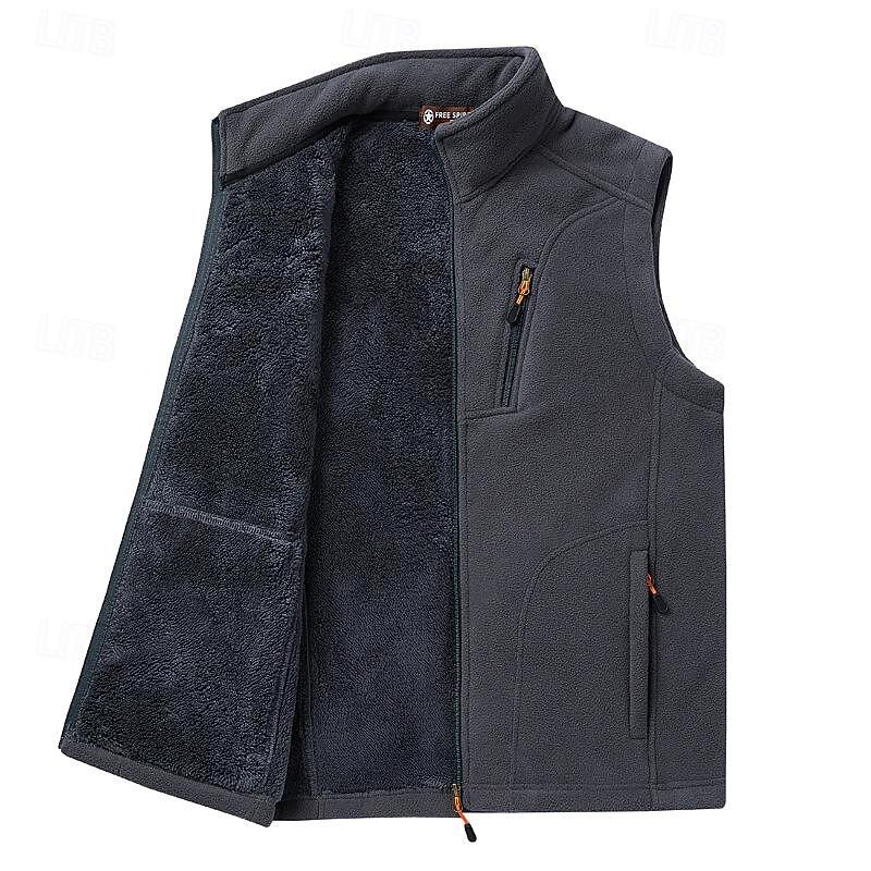Men's Hiking Vest Hiking Fleece Vest Sleeveless Top Outdoor Thermal Warm Fleece Lining Winter Zipper Pocket Polyester Black Army Green Royal Blue Camping / Hiking / Caving Traveling2