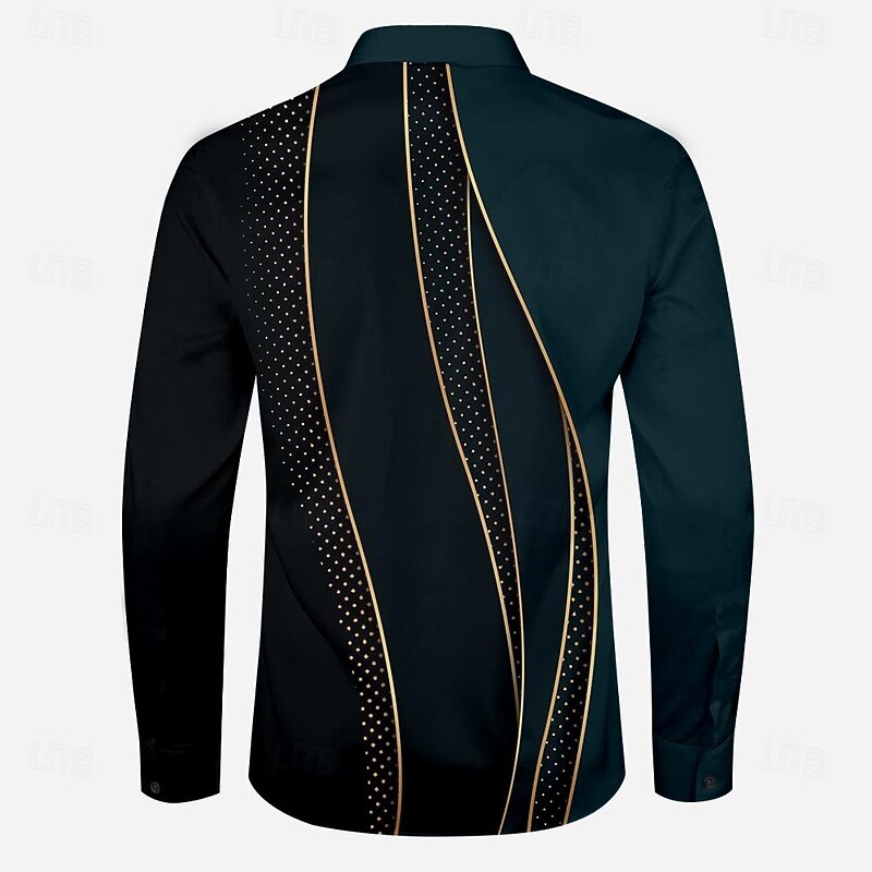 Men's Dress Shirt Printed Shirts Formal Daily Black Wine Green Long Sleeve Turndown Fall Winter Clothing Apparel Buttons4