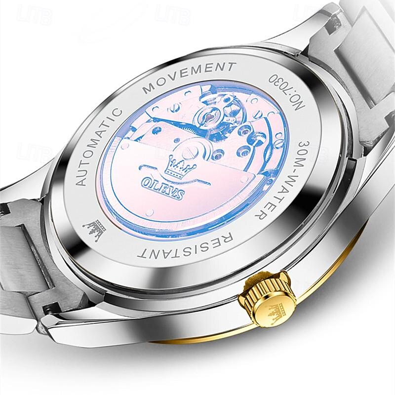 New Brand Olevs European Men'S Business Mechanical Watch Inlaid With Diamond Luminous Calendar Month Display Automatic Mechanical Watch Waterproof Sports Simple Leisure Watch3