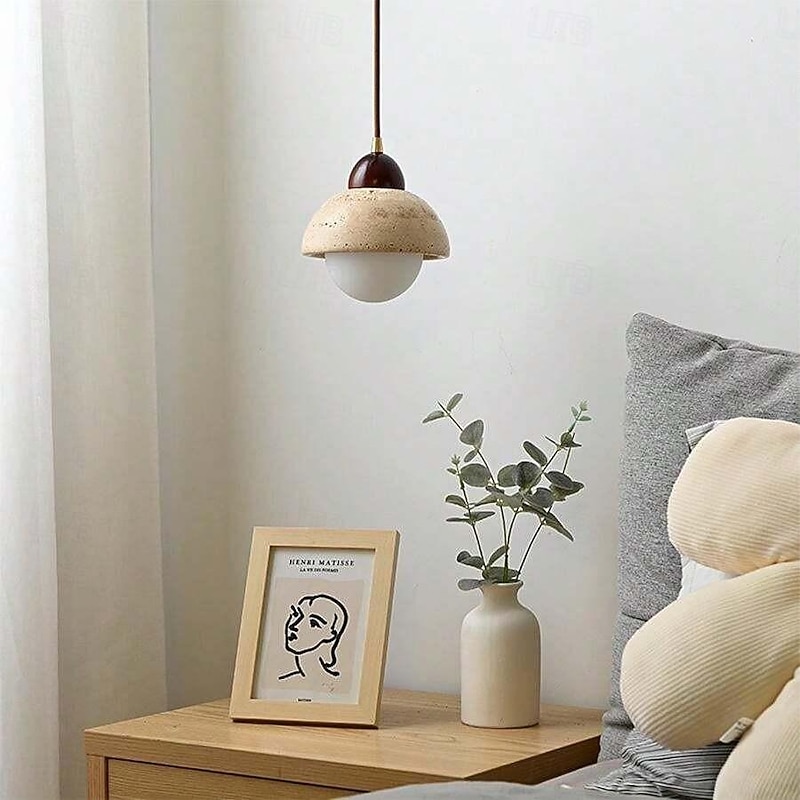 LED Pendant Light Warm White  1-Light Nordic Vintage Stone Hanging Light Restaurant Bar Chandelier Single Head Hanging Lamp for Corridor Aisle Lighting Fixtures 85-265V 13