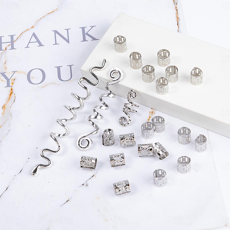 28pcs Hair Tube Norwegian Viking Rune Hair Beard DIY Braided For Hair Braids Viking Hair Braids Dreadlock Accessories Set Hair Decoration4