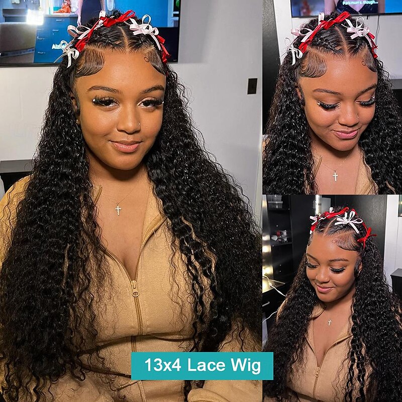Deep Wave 13x4 HD 30 Inch Lace Front Wig Transparent 150 Density Curly 13x6 Lace Frontal Human Hair Wigs Brazilian For Women3