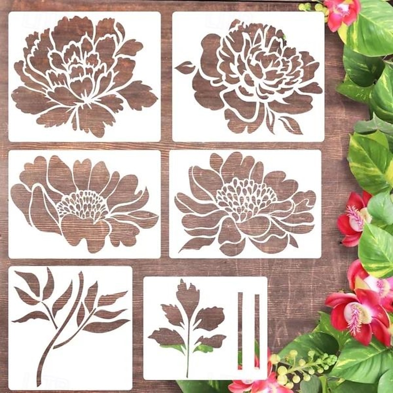 Garden Fence Large Flower Stencils-DIY decoration,Flower Stencil for Garden Fence Large Flower Stencils for Wall  Peony Templates for Painting on Wood Furniture