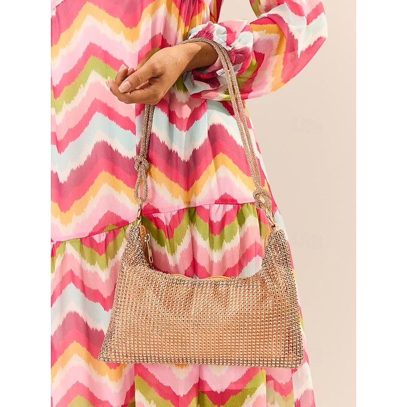 Women's Rhinestone Shoulder Bag – Elegant Evening Handbag with Long Strap – Sparkling Design, Perfect for Parties and Formal Events3