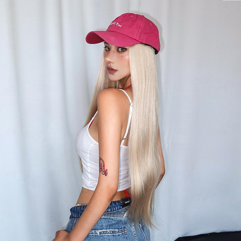 Synthetic Wig Straight kinky Straight Layered Haircut Wig 28 inch Light golden Synthetic Hair Women's Adjustable Cool Comfy Blonde Mixed Color4