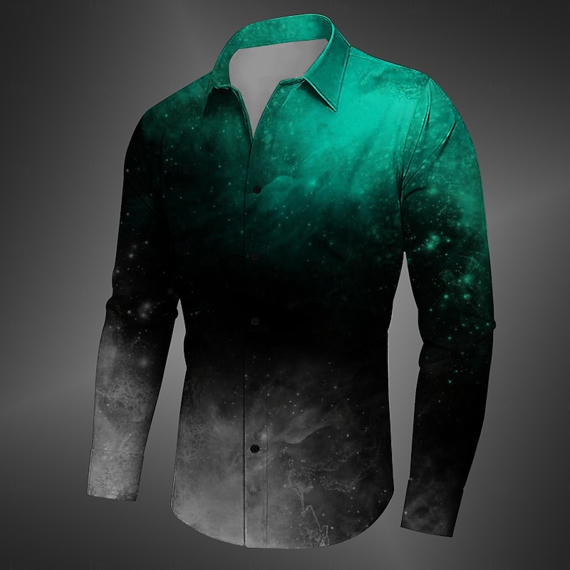 Men's Gothic Horror Halloween Costumes Shirt Button Up Shirt Long Sleeve Casual Dark Business Daily Fall Winter Spring & Summer Turndown Shirt Collar Button Up 3D Print Yellow Red Blue Purple Green3