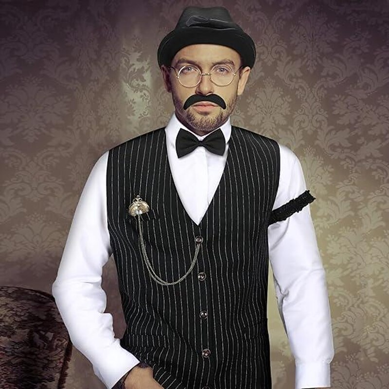 Retro Vintage Roaring 20s 1920s Outfits Vest Waistcoat The Great Gatsby Gentleman Fashion Fancy Dress Men's Christmas Halloween Carnival Prom Bachelorette Party Festival Adults' Cravat Vest More2