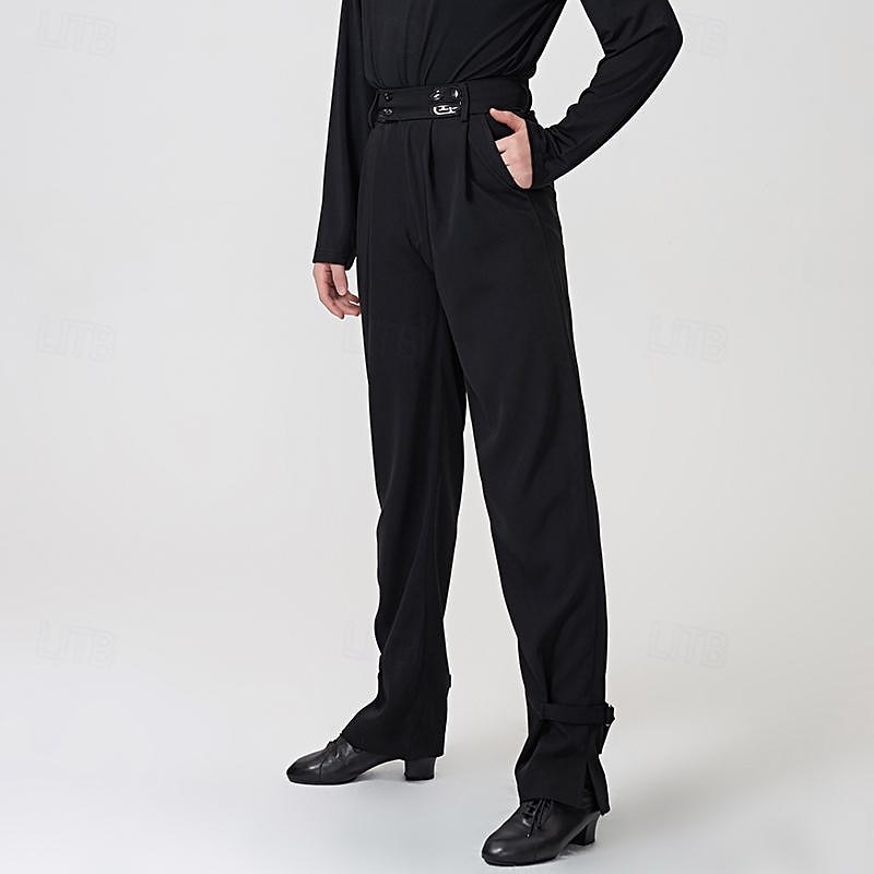 Latin Dance Pants Pure Color Men's Performance Daily Wear High Spandex4