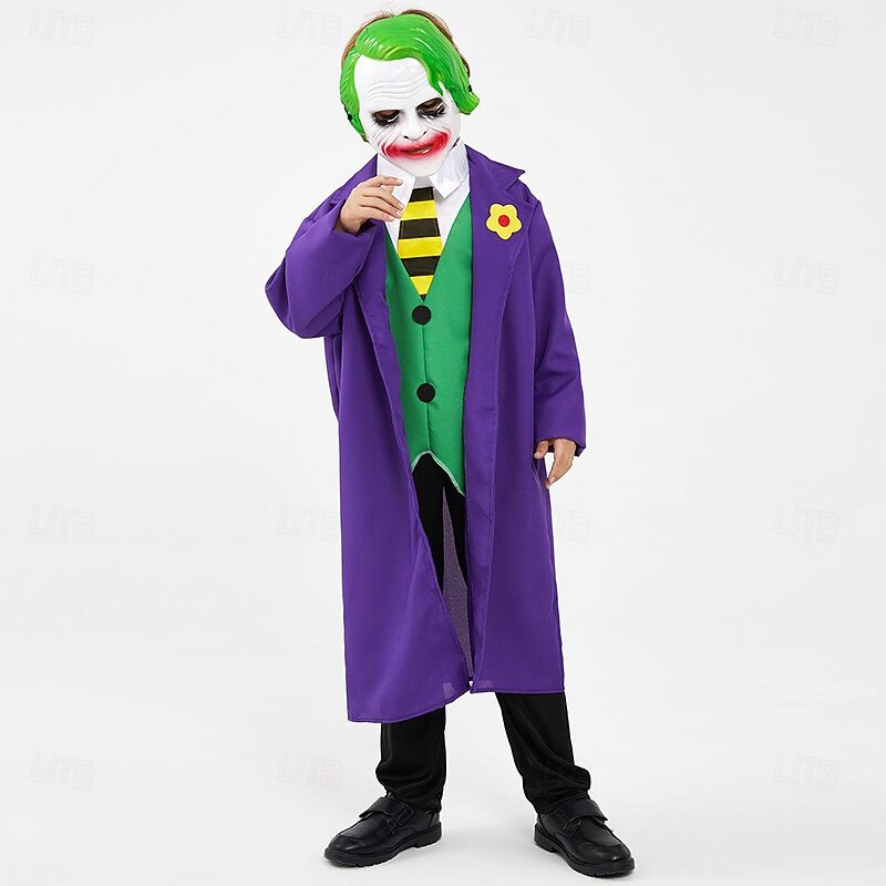 Joker Clown Halloween Coat Pants Vest Joker: Folie à Deux Cosplay Kid's Boys' Carnival Masquerade Party / Evening Easy Halloween Costumes Dress Up