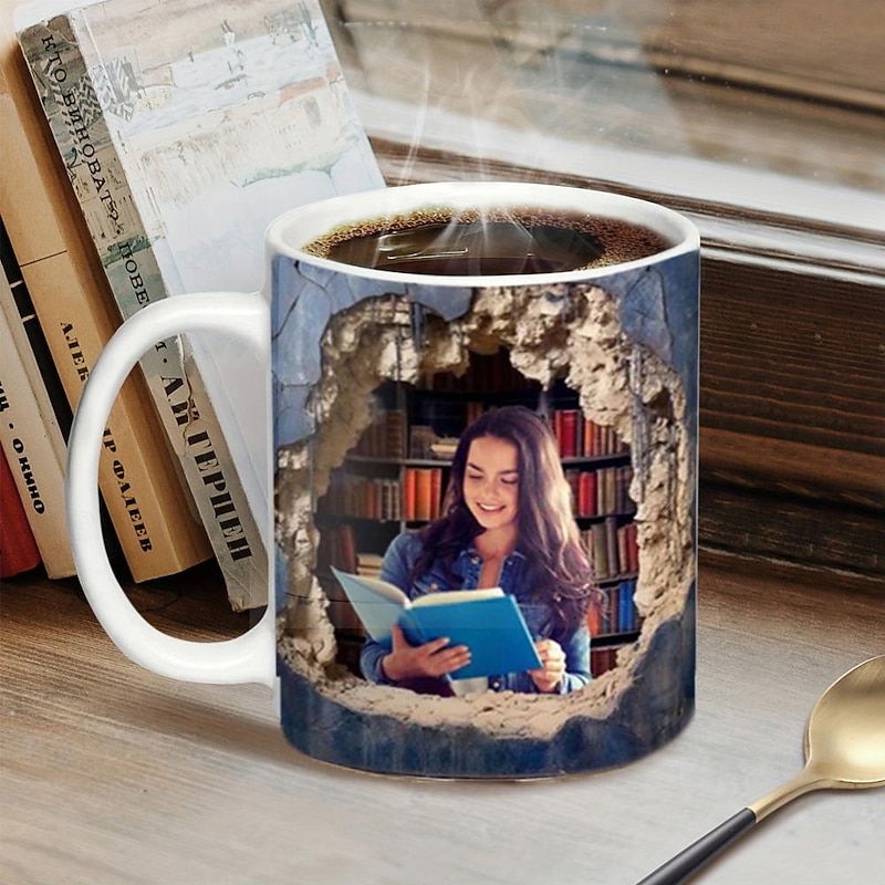 Personalized 3D Illusion Photo Mug Custom Best Gift for Mom - Ceramic Cup, Hole In A Wall Mug, Creative Space Design, Multi-purpose Mug, Christmas Gift for Friends & Family4