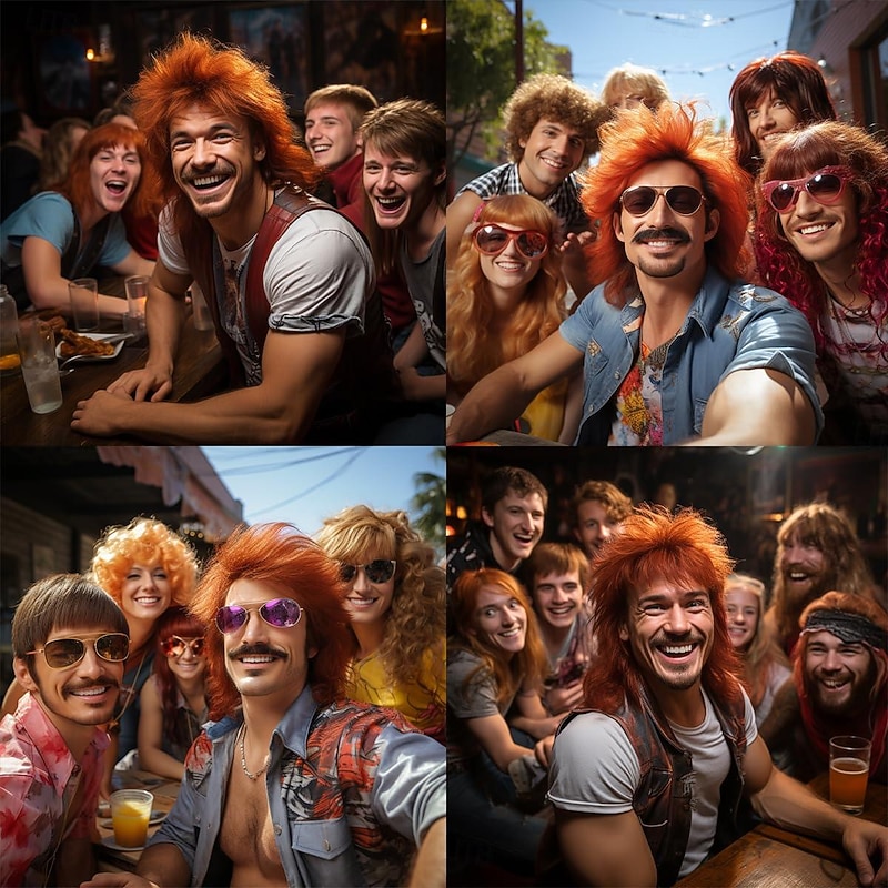 Ginger Blonde  Mullet Wig Adult Funny Wigs for Men Pop Rock Wig Joe Dirt Wig for 70s 80s Wig Halloween Cosplay Party Wigs3