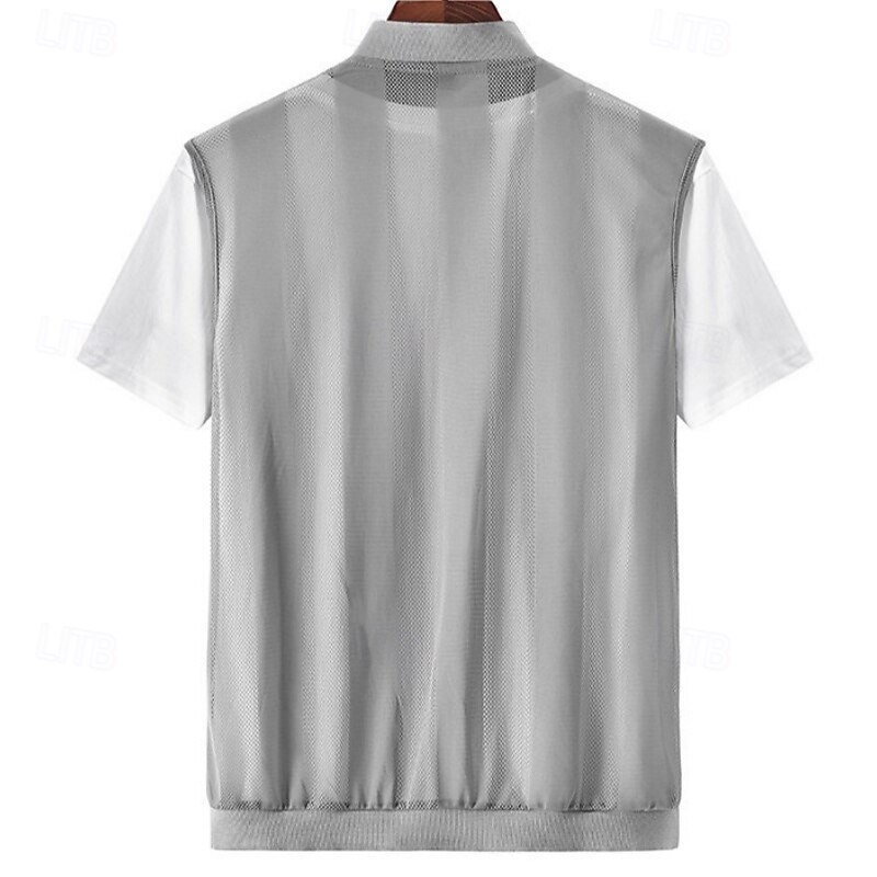 Men's Vest Gilet Fishing Vest Hiking Vest Gilet Jacket Outdoor Street Daily Going out Streetwear Casual Spring Fall Pocket Polyester Nylon Breathable Plain Zipper Stand Collar Regular Fit Black White2