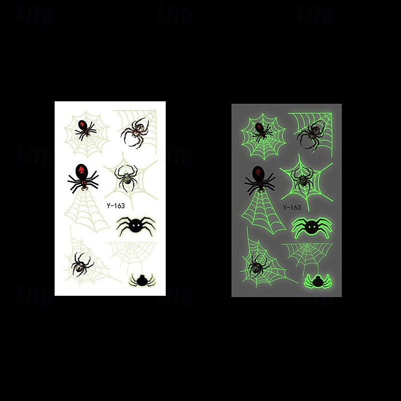 10PCS Halloween Spider Web Luminous Tattoo Stickers Cartoon Luminous Festival Party Face Stickers4