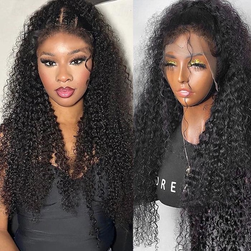 Brazilian Hair 13x4 Lace Front Wig Human Hair 4C-Curly Wave Natural Wig 150% Density 14-32Inch with Baby Hair