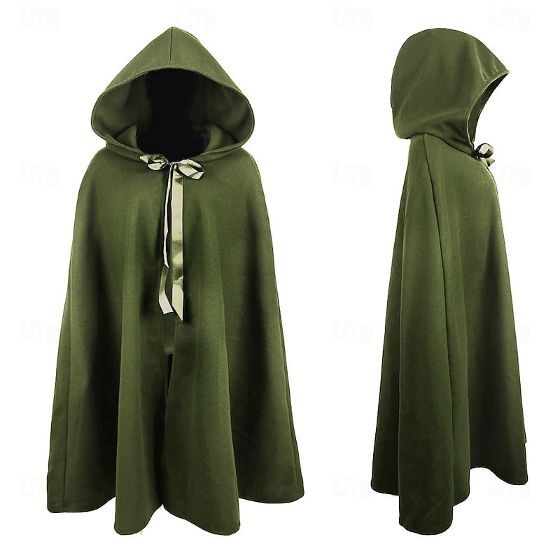 Retro Vintage Medieval Renaissance Cloak Viking Ranger Elven Archery Fancy Dress Men's Women's Celtic Viking Fantasy Masquerade Party / Evening Adults Cloak2