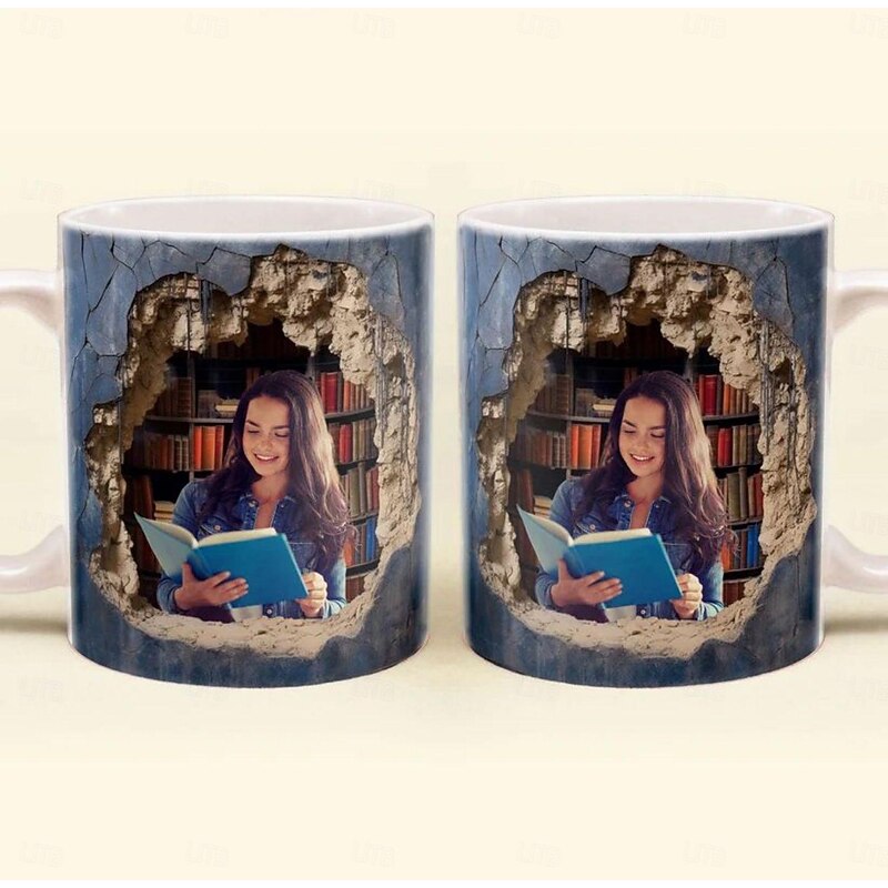 Personalized 3D Illusion Photo Mug Custom Best Gift for Mom - Ceramic Cup, Hole In A Wall Mug, Creative Space Design, Multi-purpose Mug, Christmas Gift for Friends & Family3