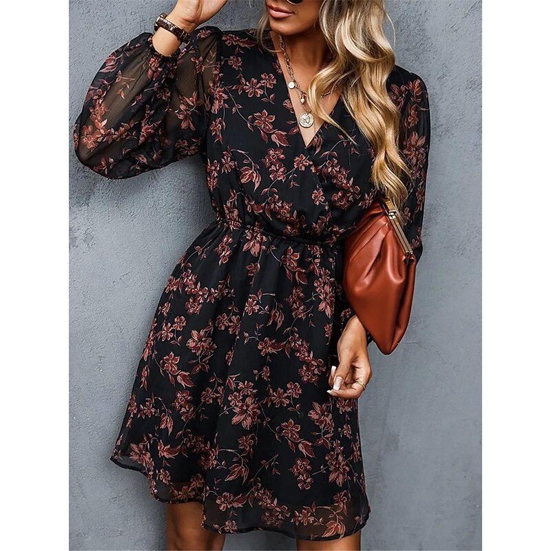 Women's Casual Dress Formal Dress Floral Print V Neck Mini Dress Stylish Casual Daily Date Long Sleeve Summer 19
