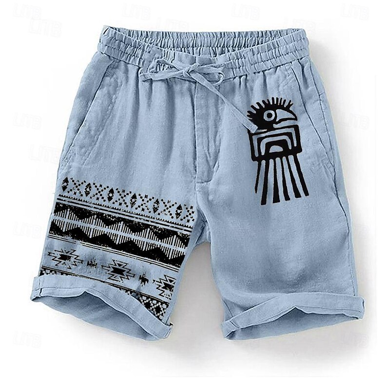 Men's Bird Grid / Plaid Geometric Pattern Shorts Summer Shorts Casual Shorts Mid Waist Fashion Streetwear Designer Casual Daily Holiday Drawstring Pocket Elastic Waist Designer Clothing Apparel2
