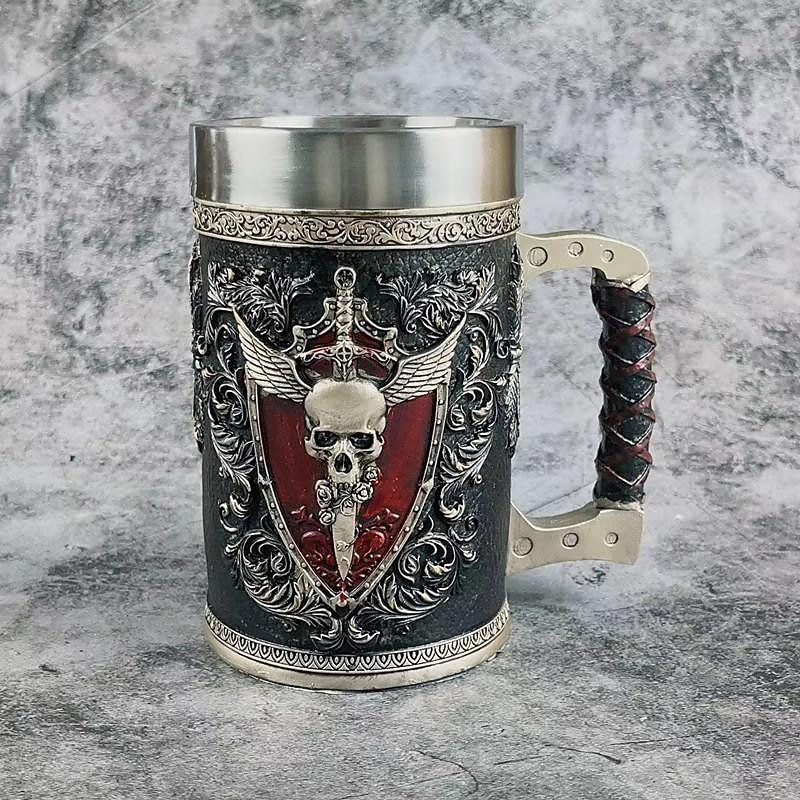 1pc, Vintage Cup, Medieval Style Wine Glass, Stainless Steel Champagne Glass, Gothic Dragon Goblet, For Bar, Pub, Club, Restaurant And Home Use, Drinkware, Halloween Decor4