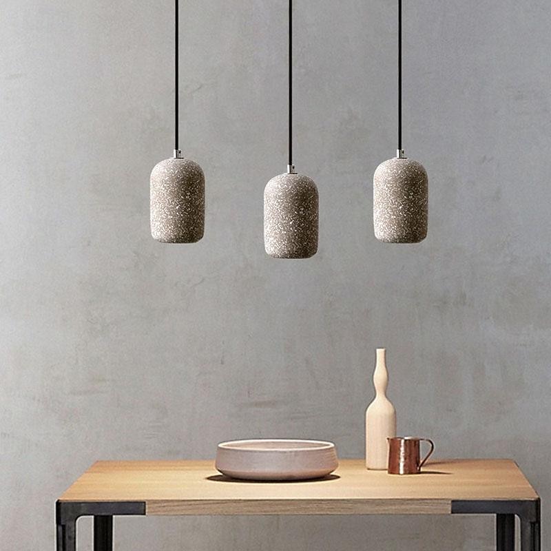 LED Pendant Light E27 Industrial Terrazzo Finish Hanging Light Color Cement Pendant Lamp Clear Glass Shade Chandelier for Farmhouse Entryway Dining Room Kitchen Island4