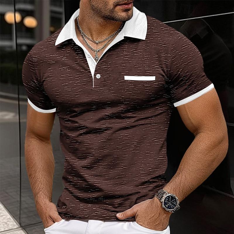 Men's Sport Polo Golf Shirt Sports Lapel Short Sleeve Fashion Basic Color Block Patchwork Summer Regular Fit Black Red Navy Blue Light Grey Sport Polo4
