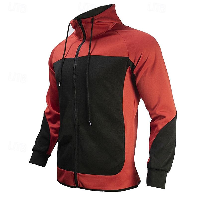 Men's Color Block Sweatshirt Tracksuit Sweatsuit Long Sleeve Sweatshirt Standing Collar Streetwear Basic Casual Sports & Outdoor Daily Holiday 2 Piece Spring &  Fall2