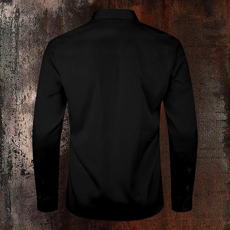Halloween Men's Skull Christian Halloween Costumes Shirt Button Up Shirt Long Sleeve Casual Dark Party Evening Wear Daily Fall Winter Spring & Summer Turndown Shirt Collar Button Up 3D Print Black2