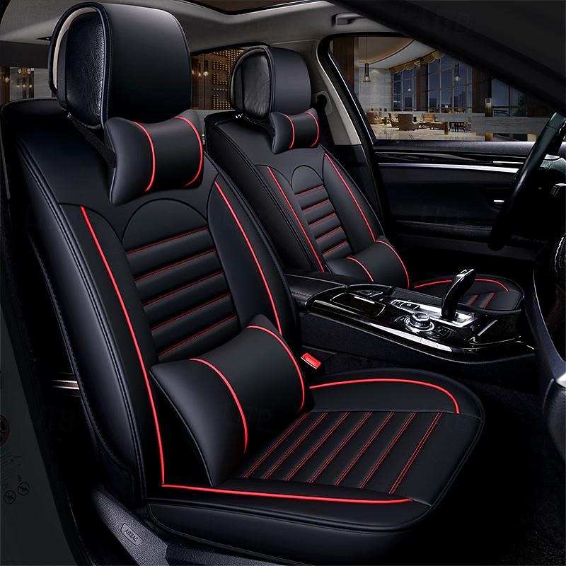 Car Seat Covers Full Set Compatible PU Front and Rear Split Bench 5- Seat Easy to Install Car Seat Covers