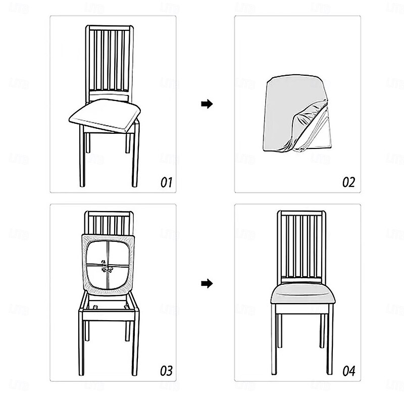 Dining Chair Cover Geometric Printed Slipcover - Modern and Stylish Geometric Design - Soft and Stretchable Fabric - Protects and Enhances Your Chairs - Perfect for Home and Dining Settings3