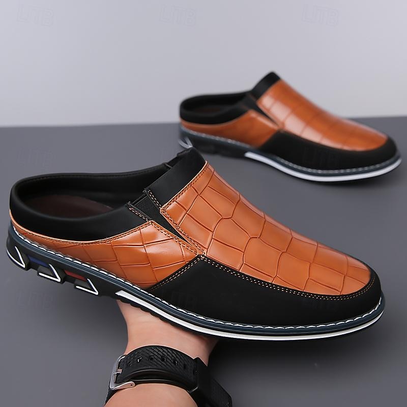 Men's Brown Croc-Embossed Leather Loafers – Stylish and Comfortable Slip-On Shoes for Casual and Formal Wear4